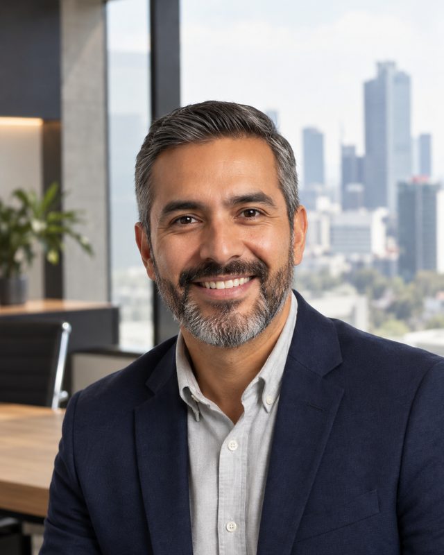 Giovani Gutiérrez sonriente en su oficina